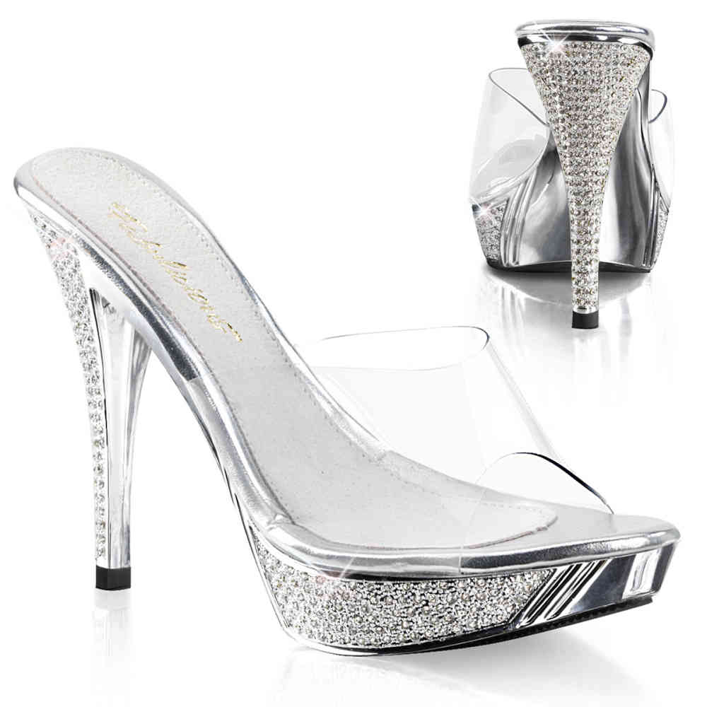 - ELEGANT401 Mules à talon - Transparent/Couleur argent